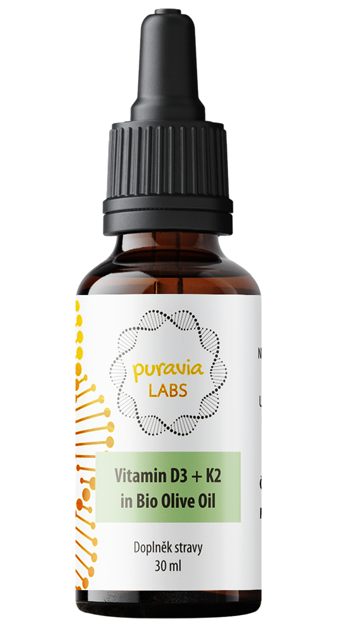 Vitamín D3 + K2 kapky v BIO olivovém oleji – Puravia LAB